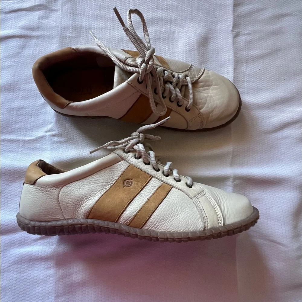 Born White and Tan Sneakers NWOT